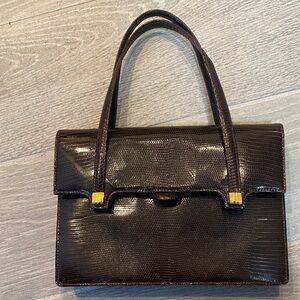 Bianchi & Nardi Elegant Brown Leather Lizard Handbag Made in Italy Vintage